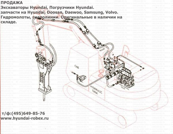 Схема гидромолота экскаватора